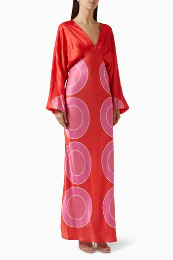 فستان كونشا طويل مزيج كتان