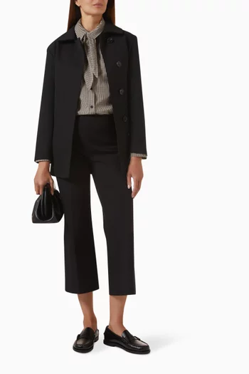 Check Scarf-detail Blouse in Cotton