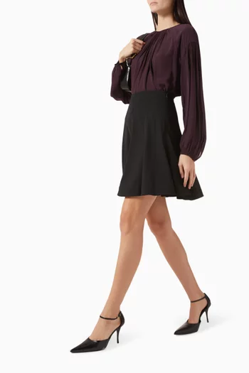 تنورة قصيرة مزيج صوف بقصة واسعة