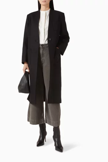 Collarless Shirt in Cotton