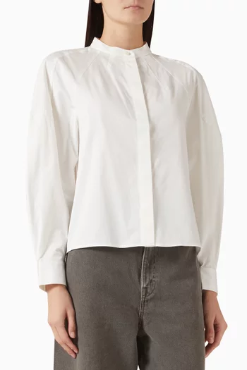 Collarless Shirt in Cotton