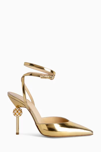 Vittoria 105 Ankle Strap Sandal Pumps in Mirror Leather