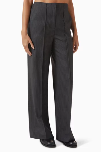 Irina Striped Tailored Pants in Wool Blend