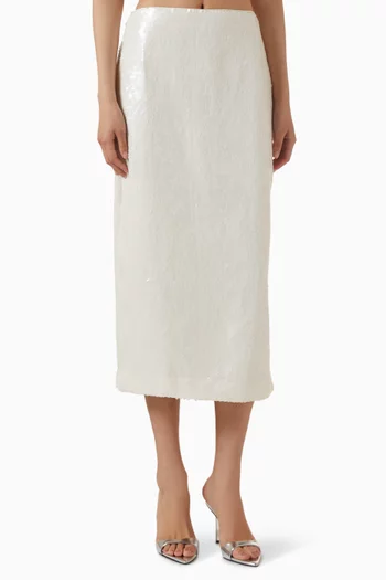 تنورة كلاريس طويلة مطرزة بالترتر