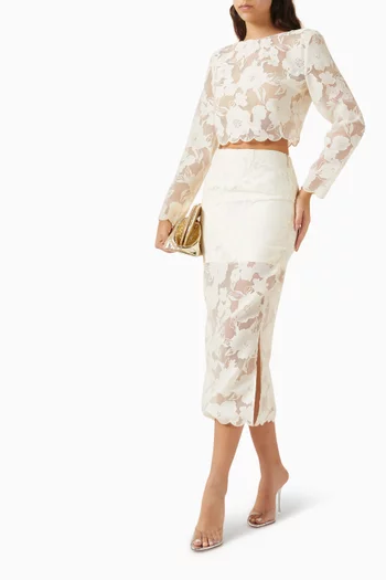 تنورة انابيل متوسطة الطول دانتيل