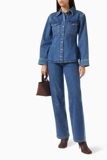 قميص انثيا بخصر ضيق دينم