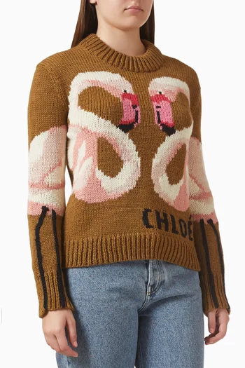 Flamingo Knit Sweater in Wool