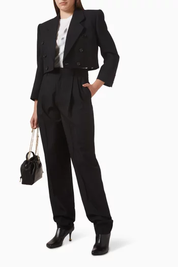 جاكيت سبنسر قصير ونقشة مخططة صوف