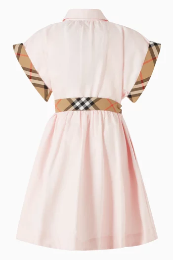 فستان بنمط قميص بأشرطة بنقشة مربعات قطن