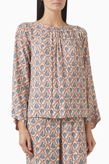 Geometric Leaf Blouse in Viscose