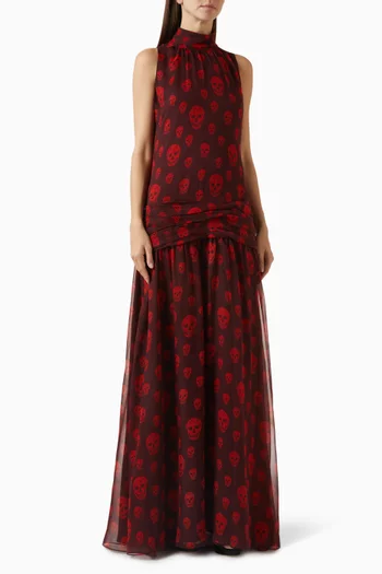 Skull-print Dress in Silk
