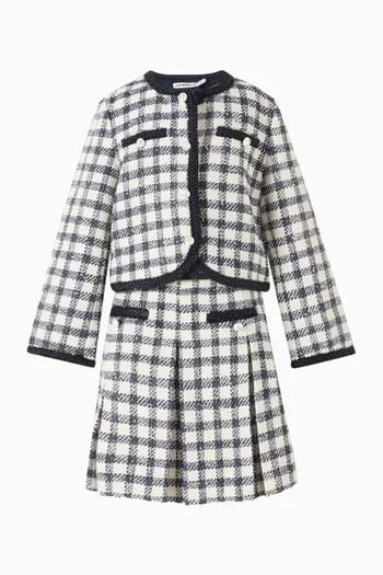 تنورة بوكليه بنقشة مربعات مزيج صوف