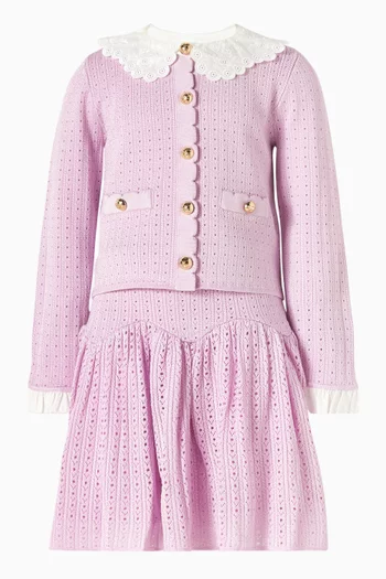 Pointelle Ribbed Knit Cardigan