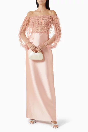 Yvette Embroidered Gown in Tulle & Taffeta