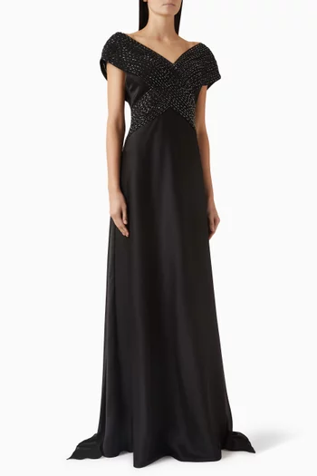 Cordelai Gown in Silk-satin & Chiffon