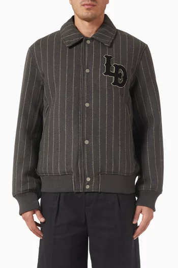 Varsity Pinstripe Jacket in Wool-blend