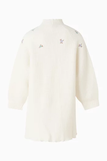 Floral Embroidered Sweater Dress in Knit