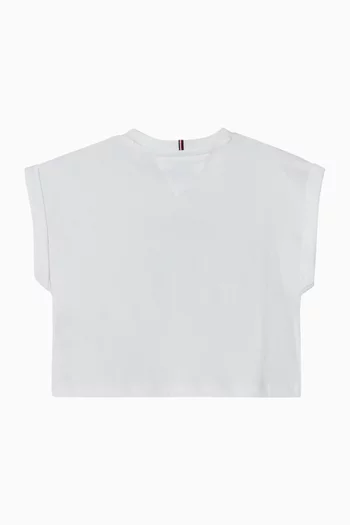 تي شيرت بطبعة شعار الماركة قطن