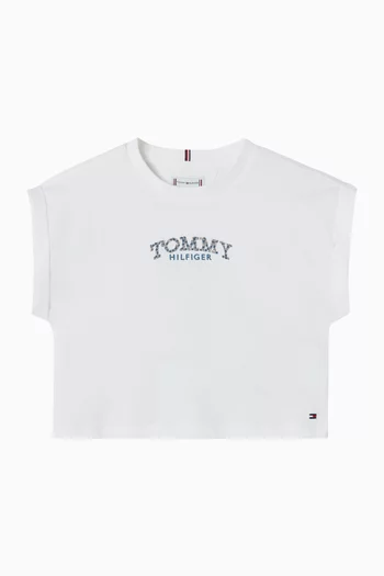 تي شيرت بطبعة شعار الماركة قطن