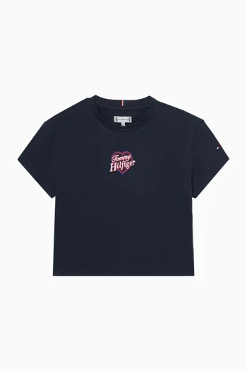Heart Embroidered Logo T-shirt in Cotton