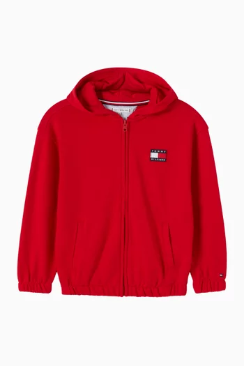 كنزة بغطاء رأس وسحّاب وشعار العلم قطن تيري