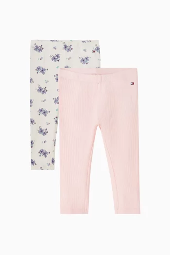 طقم ليغنغز بنقشة زهور، قطعتان