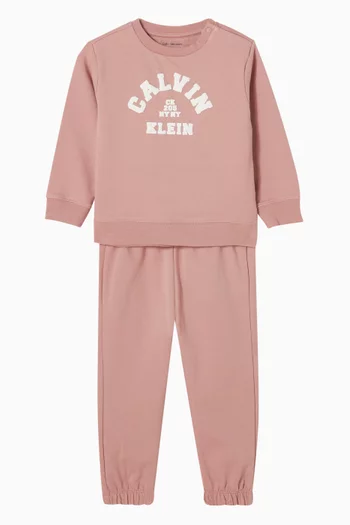 طقم بدلة رياضية بشعار الماركة بتصميم جامعي قطن