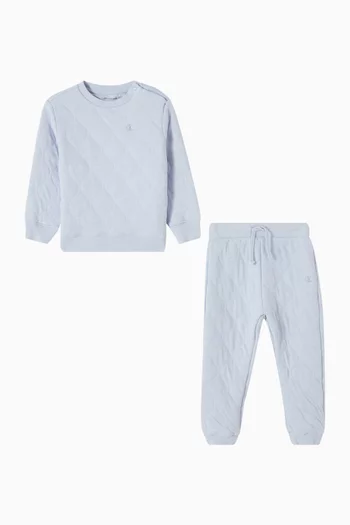 Quilted  Logo Tracksuit Set in Cotton