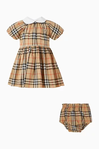 Check Dress with Bloomers in Cotton
