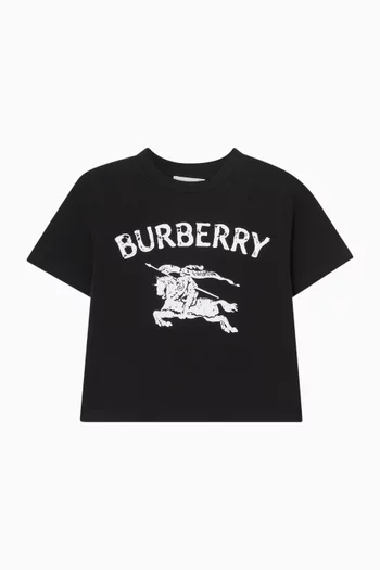 تي شيرت بطبعة شعار الماركة قطن