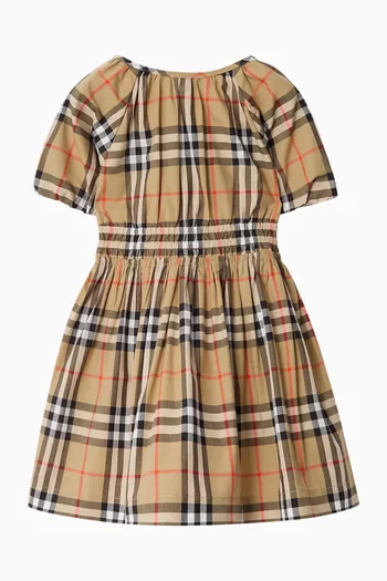 فستان بنقشة مربعات قطن