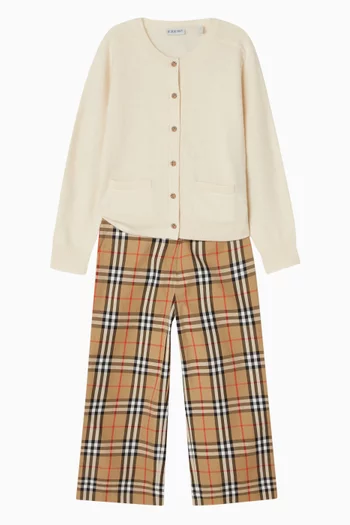 كارديغان برقع بنقشة مربعات صوف وكشمير