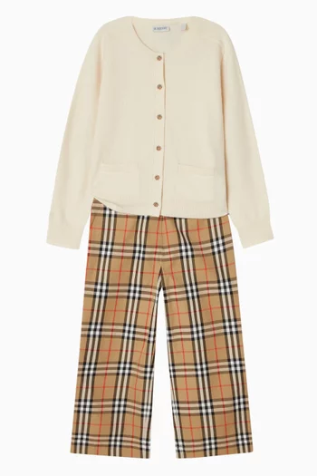 بنطال بنقشة مربعات قطن