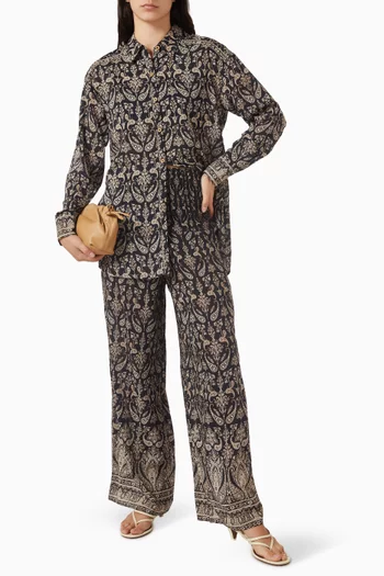 Callaway Smocked Wide-leg Pants in Cotton-blend