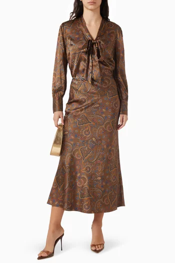 بلوزة فرانسين برباط عند الرقبة مزيج حرير