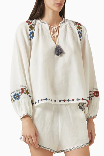 Castela Embroidered Smock Top