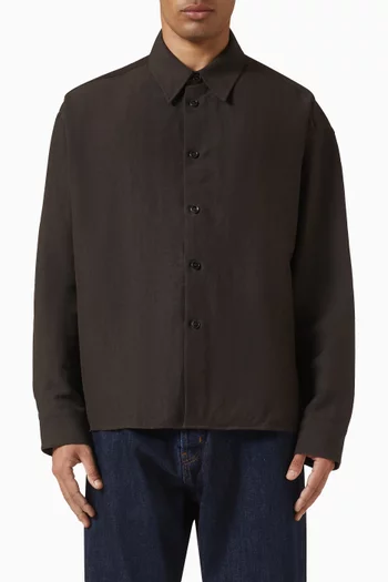 قميص بنقشة مربعات مزيج قطن