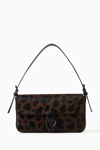 حقيبة كتف هارلو شعر مهر بنقشة جلد الفهد