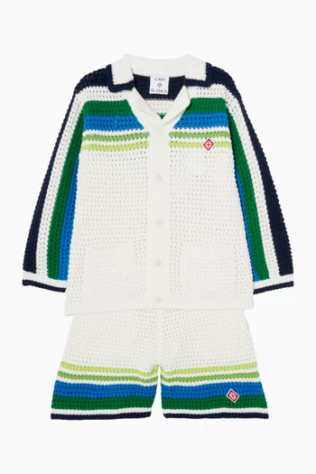 قميص مخطط بنقشة مموجة منسوج