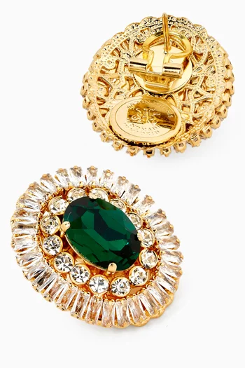 Crystal Stud Earrings in Gold-plated Brass