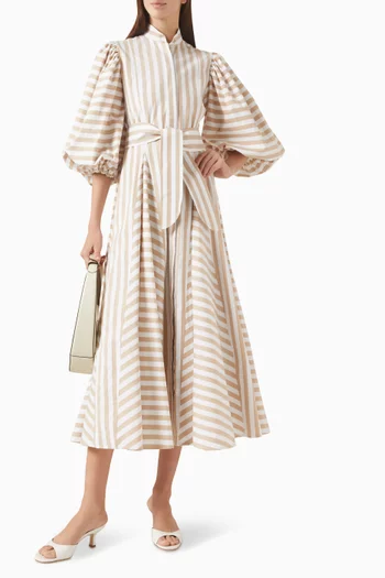 فستان بروميليا متوسط الطول كتان