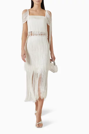 تنورة سول متوسطة الطول بشرّابات