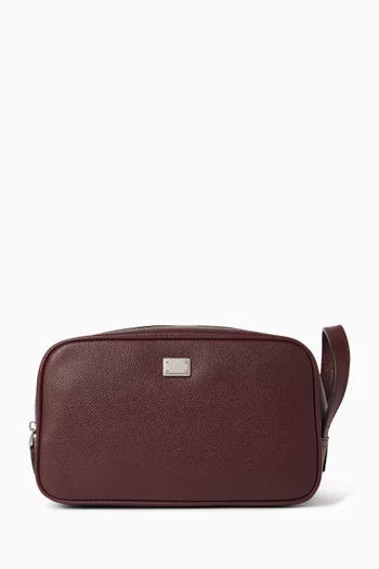 Logo-plaque Travel Pouch in Alpine Leather