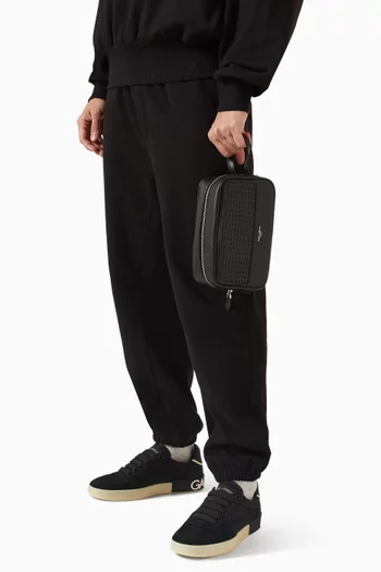 حقيبة مستحضرات العناية الشخصية بتصميم مجدول جلد حبيبي