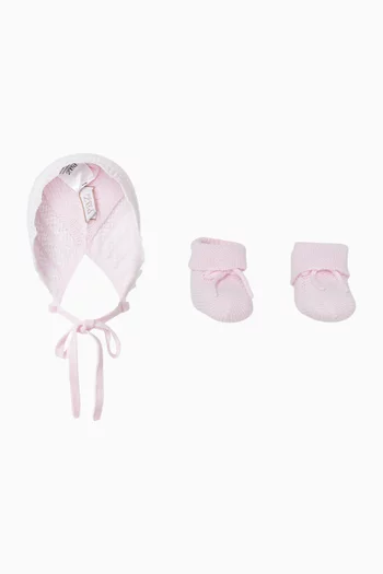 Alaia Bonnet & Booties Gift Set in Cotton