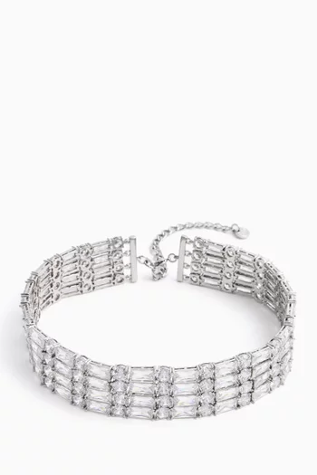 Crystal-embellished Choker in Silver-plated Brass