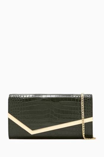 Emmie Clutch in Croc-embossed Leather