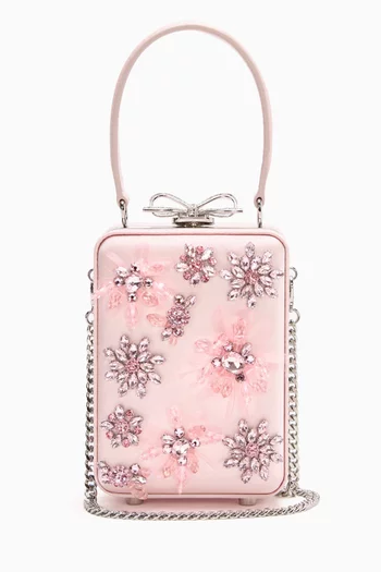 Micro Floral Top-handle Bag in Satin