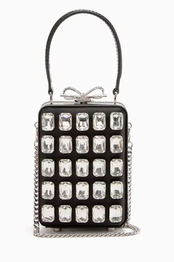 Micro Crystal-embellished Top-handle Bag in Satin