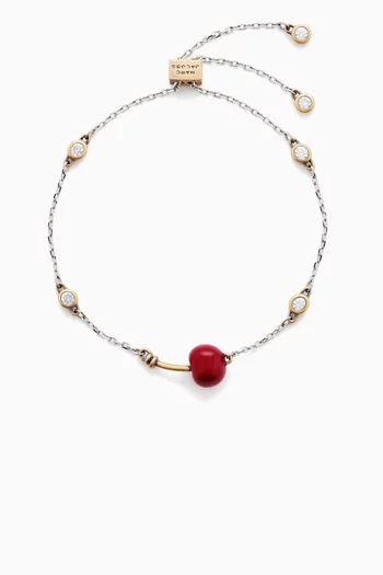 Cherry Crystal Slider Bracelet in Plated Brass